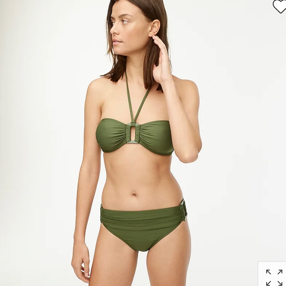NWT! J. Crew Square-ring Bandeau Bikini top in Safari Green Sz XXS/0